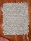 Baby Lap Quilt Blue Infant Patchwork Crib Eyelet Lace Border 24x31