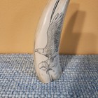 Faux Scrimshaw Eagle With Fish Walrus Tusk Figurine Signed Cook