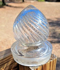 Vintage Large Pharmacy Apothecary Jar Swirl Pattern Lid Only 5  Tall