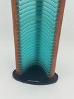 Vintage Y2k Era Atlantic Cd Tower 26 5  Tall Clear Aqua X Wood Holds 42 Retro