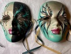 Artist Signed Venetion Mardi Gras Vintage Hanging Masks Flaws Read Lot Of Two