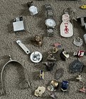 Huge Lot Of Vintage Smalls Advertising Pins Coins Tokens Watches Knives Etc 