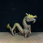 Old Chinese China Feng Shui Bronze Gilt Lucky Wealth Zodiac Animal Dragon Statue