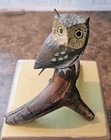 Peter Peltz Hand Carved Wood Painted Great Horned Owl Folk Art  4 1 2  H Signed