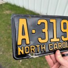 Vintage 1955 North Carolina Embossed Metal License Plate Black Yellow - Clean
