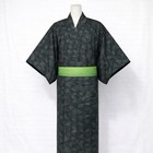 Men   s Tsumugi Silk Kimono Obi Belt Set Japan Samurai Traditional Vintage Robe