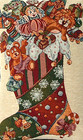 Christmas  Stocking Filled With Vintage Toys Tapestry Pillow New