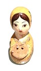 Antique Vintage Japan Hand Painted Wood Russian Doll Sewing Knitting Holder Case