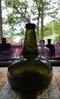 18th Century Dutch Onion Bottle   Beautiful Dark Green