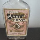 Pure Malt Rye Whiskey Bottle Empty Vtg Leviton Bros 6 5 