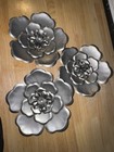Metal Wall Decor     Silver Flower Set  3 Pieces      Modern Home D  cor