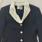 Kasper For A s l  Vintage 90s Beaded Collar Blazer Black Sparkly Cuff Size 8