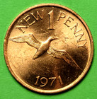 1971    Guernsey   1 New Penny Coin   3 Leopards On Shield   Km 21   20 3mm Unc