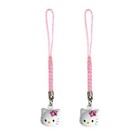 Set Of 2 Hello Kitty Brass Bell Charms Pink White Craft Mobile Cell Phone Strap