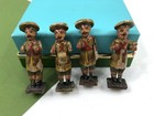 Vintage Hand Painted Wooden Band Musicians Miniatures Carved Wood Men Music 