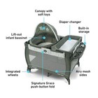 Graco Pack N Play Travel Dome Playard W bassinet For Baby  Crib  Diaper Changer