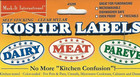 Kosher 24 Stickers Kitchen Labels Sticker Meat Dairy Pareve