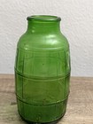 Green Glass Bottle Barrel Shape 6    Vintage 70s Liquor Container 534 Nw 78