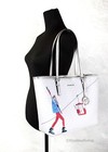 Michael Kors Jet Set Girls Print Medium White Pvc Carryall Tote Handbag Purse