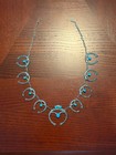Navajo Kingman Turquoise Sandcast Sterling Naja Squash Blossom Necklace