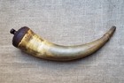      2 Fine Antique Kentucky  Powder Horn Rope Turned Plug Graham Family  Found Mo