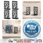 Decorative Bookends Set Of 4 Black Metal Tree Style Shelving Organizer Home