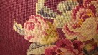 Vintage Lot Set Of 2 Hand Embroidery Pillows Bouquet Victorian Rose Wool