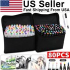 80pcs set Marker Pen Graphic Art Sketch Dual Head Broad Point Copic Touch Bag Us