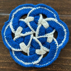 Vintage Handmade Crochet Trivet Hot Pad Pot Holder Celtic Knot Blue White 8 