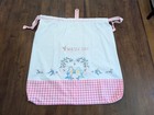 21 high Laundry Bag Hm W vtg Pillowcase Hand Emb W  blue Birds Inside A Heart 