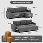 Convertible L-shaped Sofa Bed With Pull Out Couch Living Room Storage Organizer