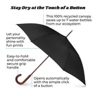 Classic Umbrella Automatic Open Wooden Stick Windproof Folding Rain Black Strong