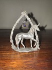 Vintage Pewter Unmarked Unicorn Figurine With Crystal 3   