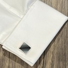 Diagonal Gray Stripes Square Cufflinks For Men Birthday Gift In Box