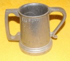 Vintage Pewter Cup Stein Tankard Two Designed Handles Stamped Usa