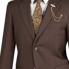Vinci Men s Brown 2-button Suit W  Adjustable Waistband  Reg-fit - New