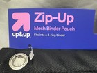 Up up Zip-up Mesh Binder Pouch Black 10  X 7 25  3 Ring Zipper Pencil Case