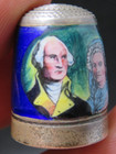 Rare Silver   Enamel Thimble Birmingham James Swann   Son -independence 4th July