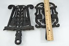 2 Vtg Heavy Cast Iron Metal Footed Trivet Rest Broom Star Heart Bird Pa Dutch