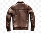 Handmade Brown Leather Bomber Jacket For Men   Winter Biker Jacket   Real Leathe