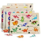 Wooden Peg Puzzle Set For Toddlers - 6 Pack Educational Toys For Ages 3-5  Alpha