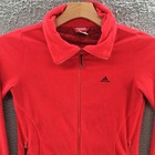 Adidas Jacket Womens Small Red Polar Fleece Pullover Full Zip Long Sleeve