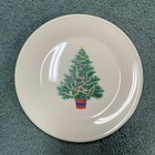 Set Of 4lenox Special 6  Christmas Tree Appetizer Dessert Plates Green Rim Usa