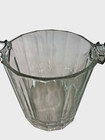 Vintage Mid Century Paneled Glass Crystal Ice Bucket W Removable Chrome Handle