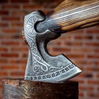 Hand-forged Viking Battle Axe     Nordic Runes Carbon Steel Hatchet - Throwing Axe