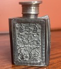 Antique Chinese Export Silver Repouss   Tea Caddy Immortals Scenes