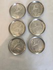 Vintage Coasters Set Of 6metal Aluminum flying Ducks geese Over Cattails 1950s
