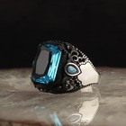 Bayvog 925 Sterling Silver Aquamarine Stone Men Silver Ring  Handmade Blue