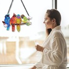 Stained Glass Window Hanging Birds On Branch Suncatcher For Window Decoration