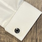 Black Center Silver Rim Round Cufflinks Black Circles Cuff Link With Box